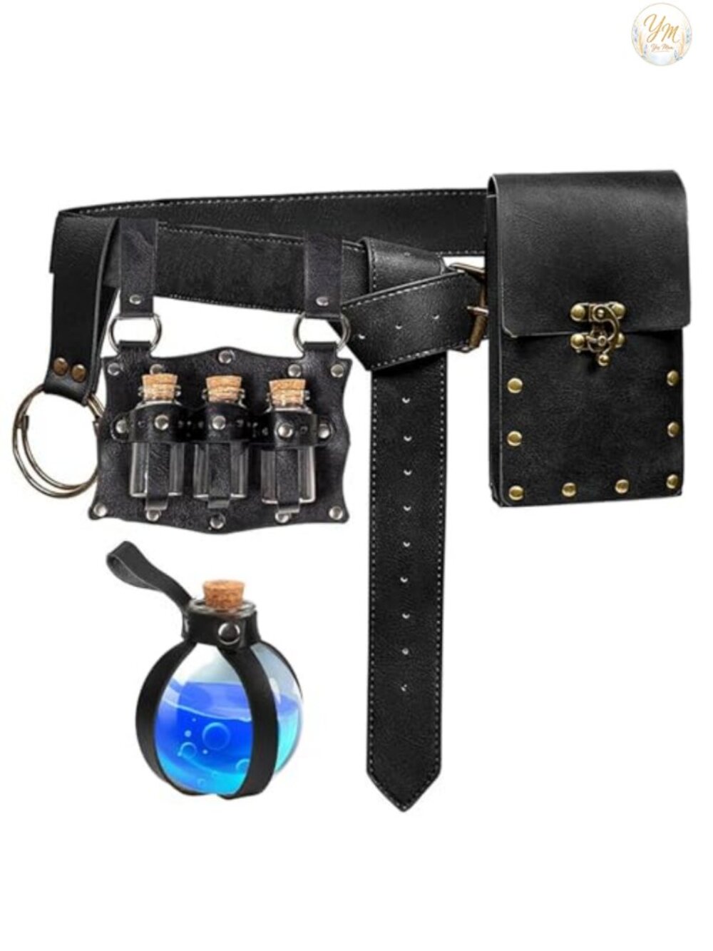 Renaissance Belt Pouch Waist Bag Potion Bottles Vials Costume Accessory Set